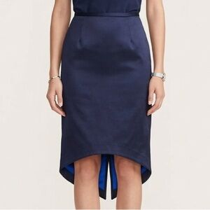 Vintage Blue Iridescent Fishtail Taffeta Midi Pencil Skirt - 6/8 🇳🇿